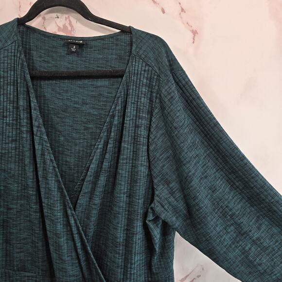 Torrid Dress Womens 3X Green Sweater Long Sleeve Faux Wrap Ribbed Dark Forest - Picture 11 of 13